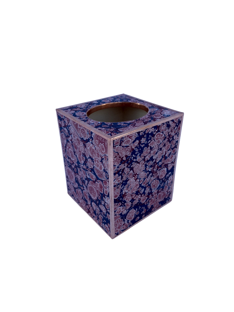 Shandell's Marbleized Tissue Box - Navy & Orange – 100 Main