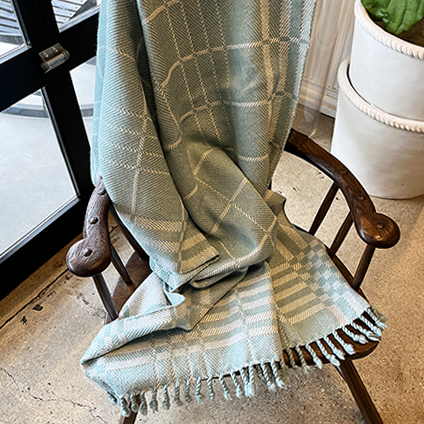 Aqua and White Wool Blanket