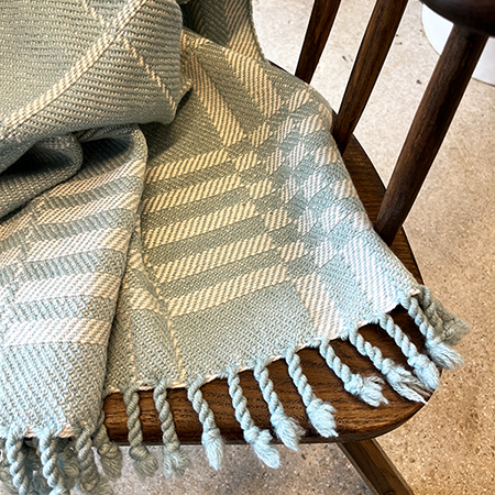 Aqua and White Wool Blanket