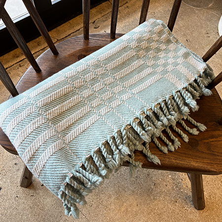 Aqua and White Wool Blanket