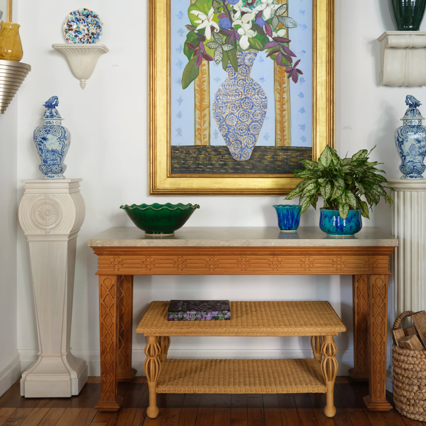 Wide Mouth Ruffle Vase in Multicolor Turqoise