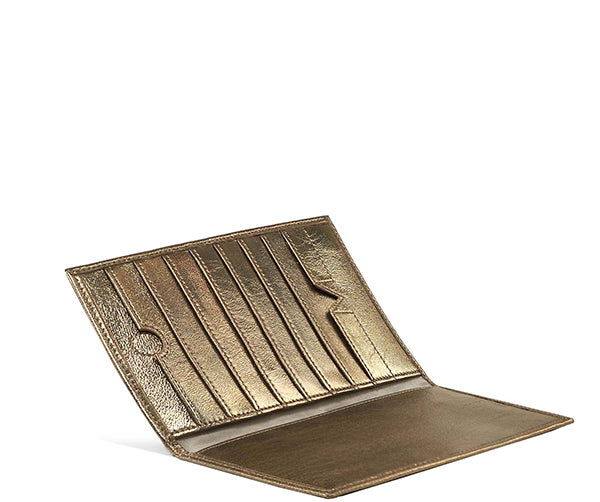 Folded Long Wallet in Gold Pixel Leather