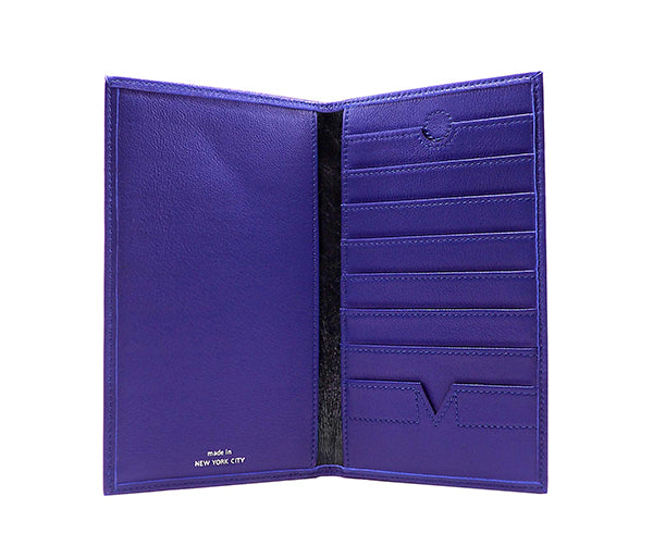 Folded Long Wallet in Blue Iris Leather