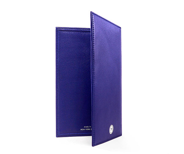 Folded Long Wallet in Blue Iris Leather