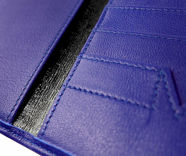 Folded Long Wallet in Blue Iris Leather