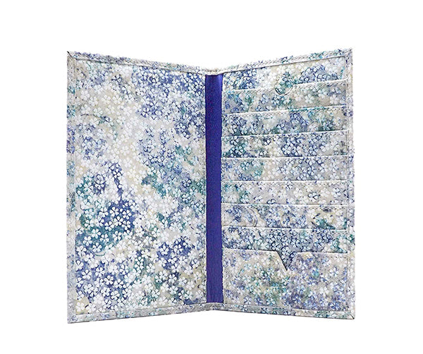 Folded Long Wallet in Watercolor Floral Suede