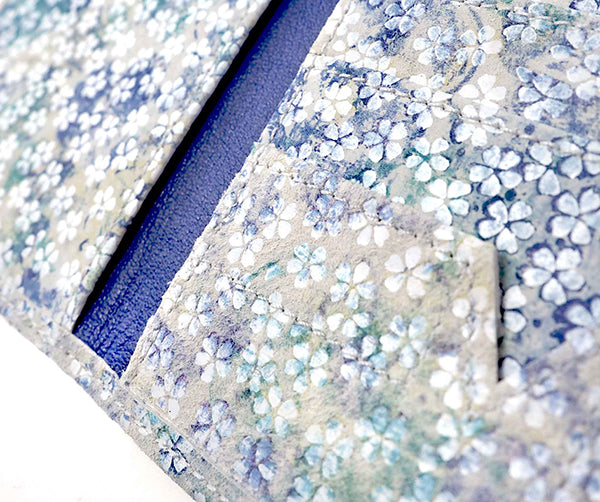 Folded Long Wallet in Watercolor Floral Suede
