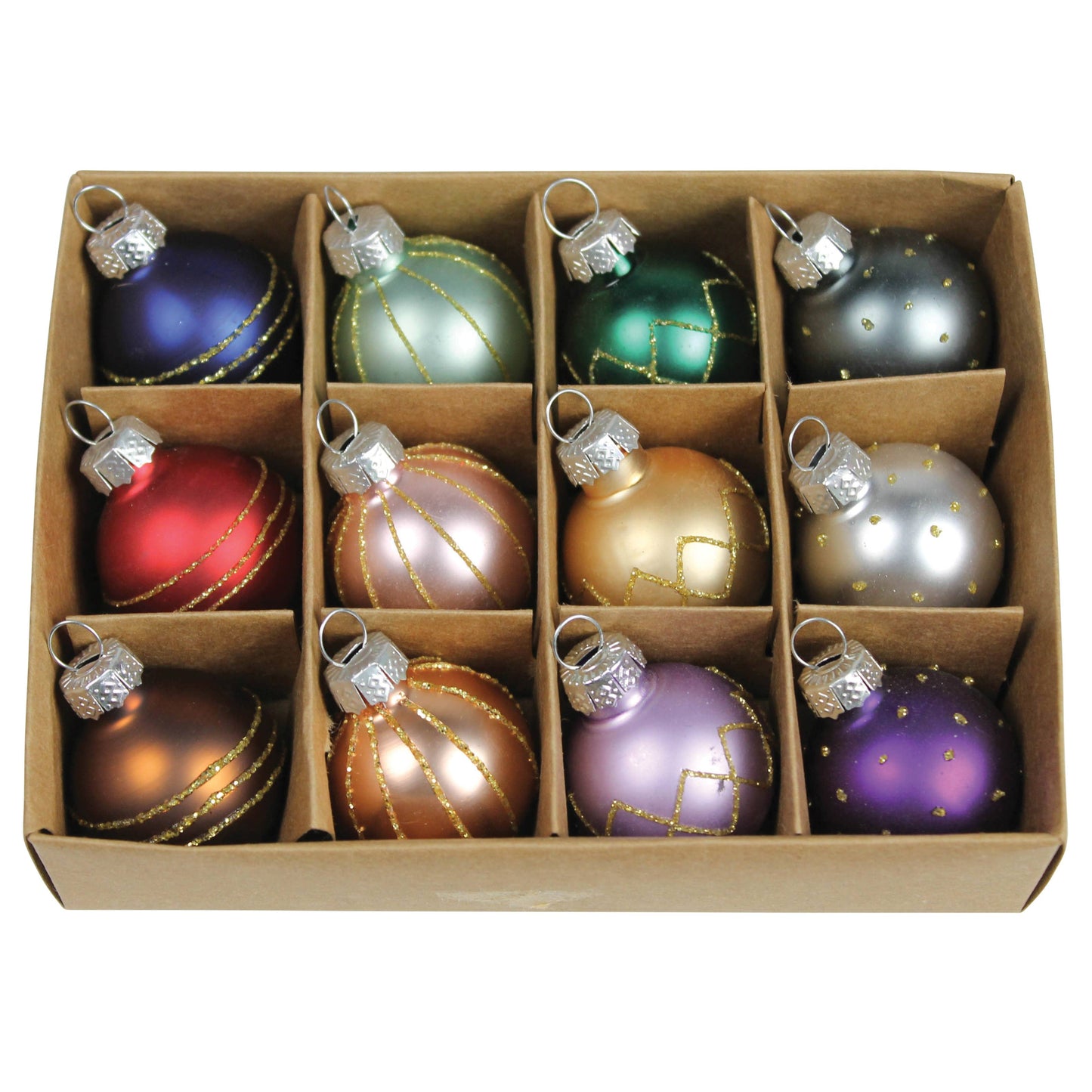 Tiny Glass Ornaments - Set of 12