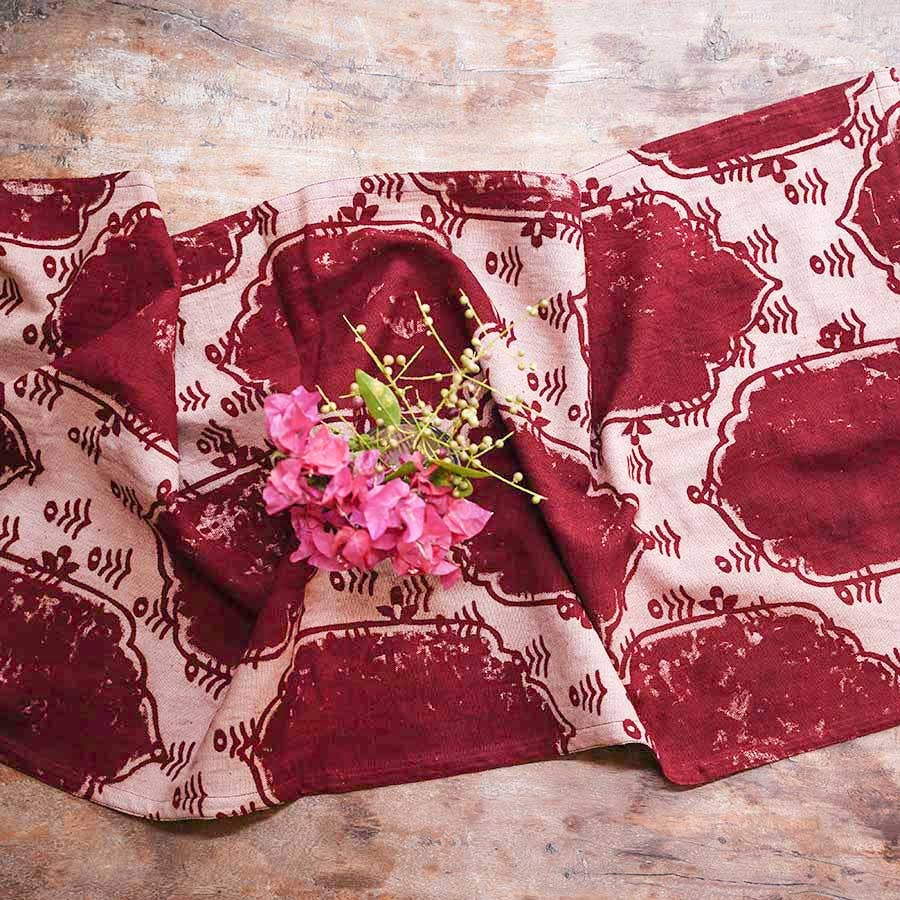 Bohemian Block Print Organic Cotton Table Runner | Palace