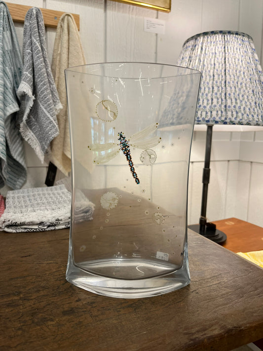 Dragonfly Vase - Etched Glassware