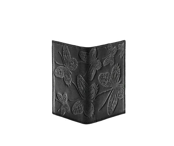 Folded Card Wallet in Embossed Leather - Bernard Maisner Butterfly