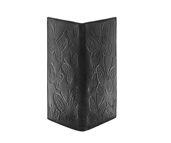Folded Long Wallet in Embossed Leather - Bernard Maisner Butterfly