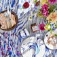 Light Gray Faux Bois Tablecloth in Cobalt & White 100 Main x Bunny Williams