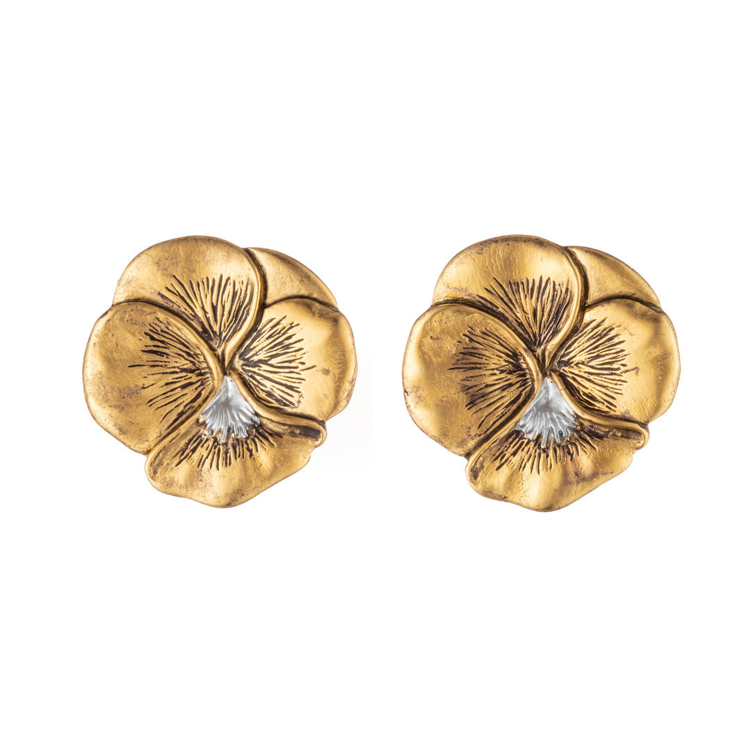 Dark Khaki Pansy Clip On Earring Janet Mavec