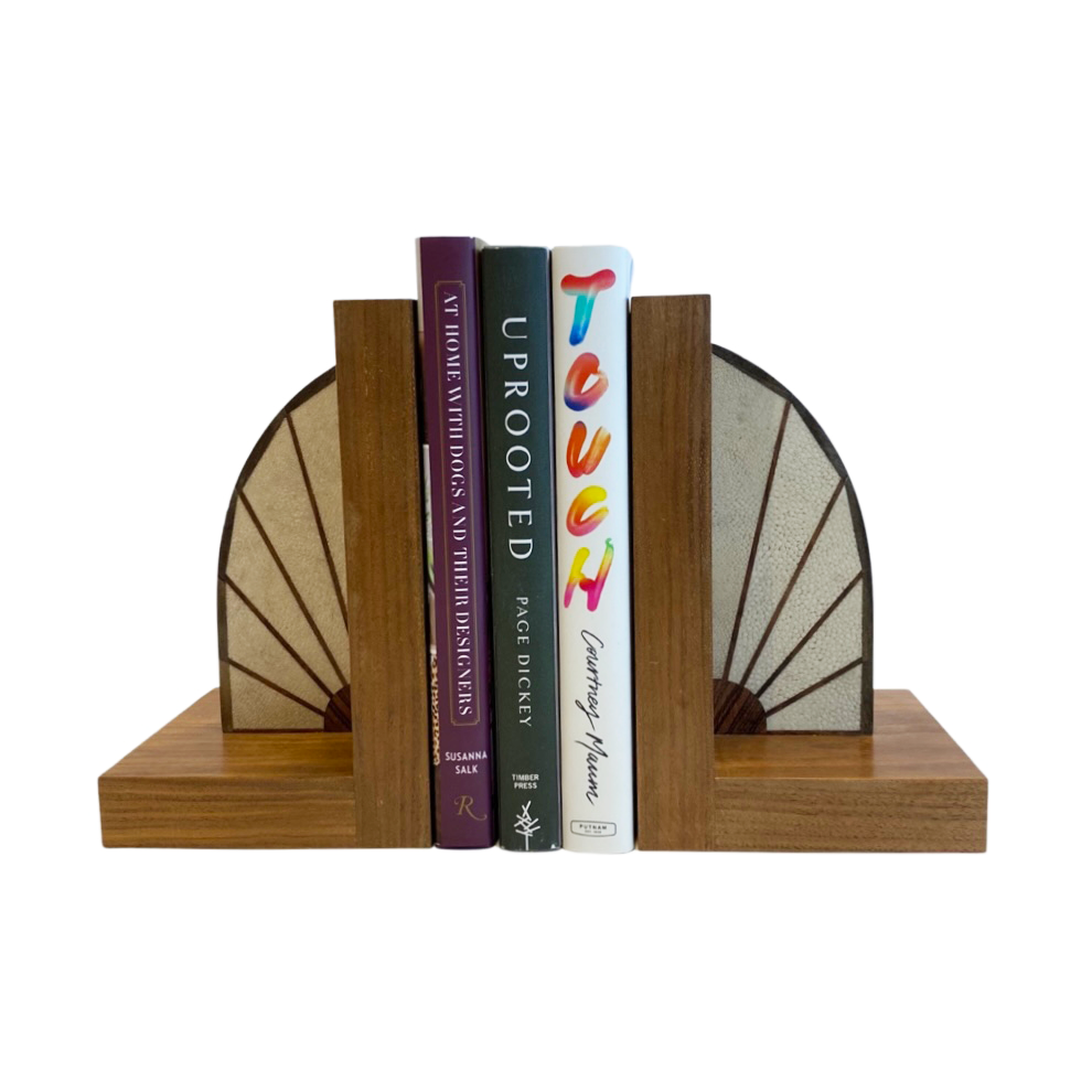 Dark Olive Green Walnut Bookends Alexis Delletery