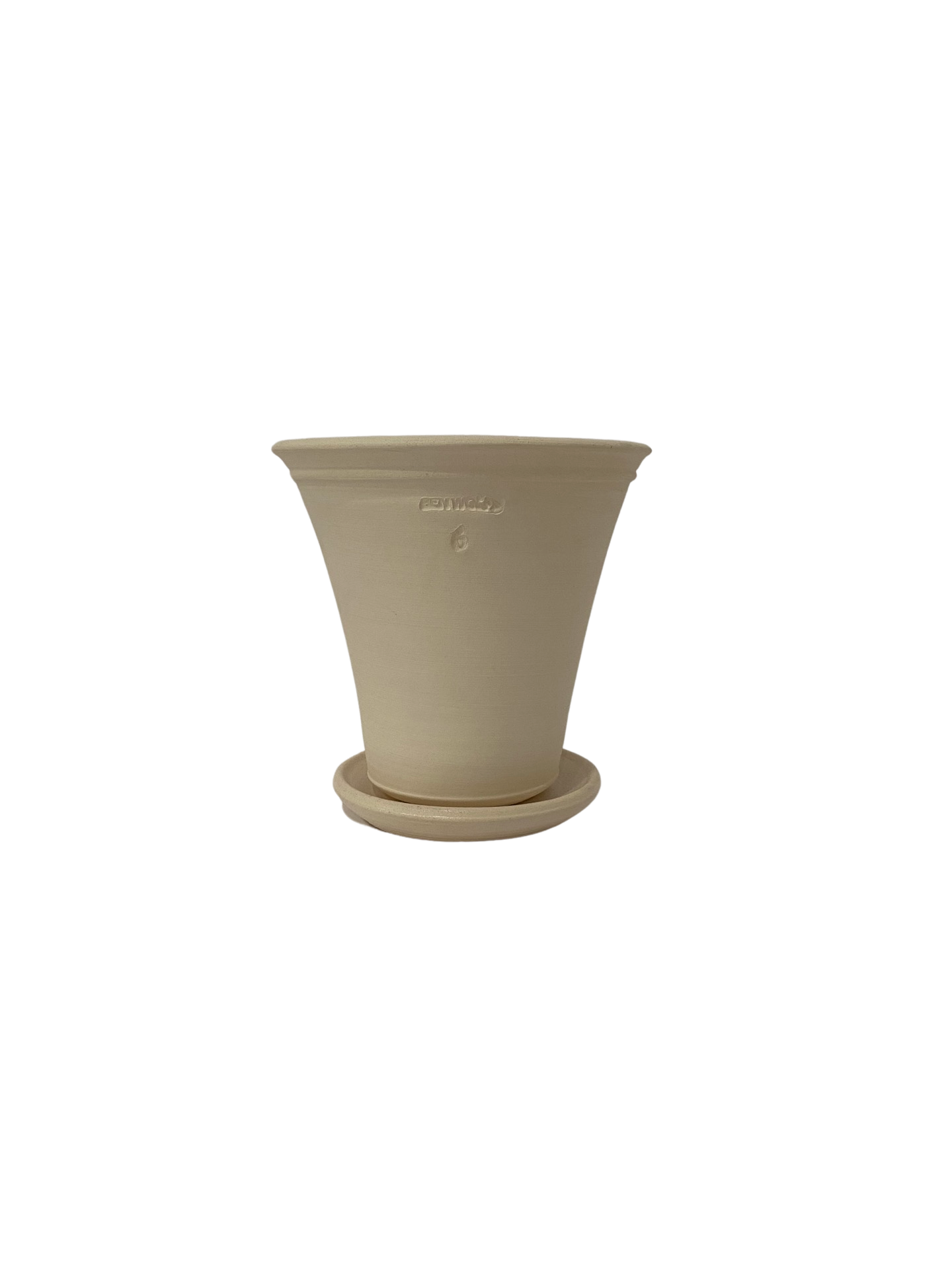 Slate Gray #6 Pot with Saucer - White Ben Wolff