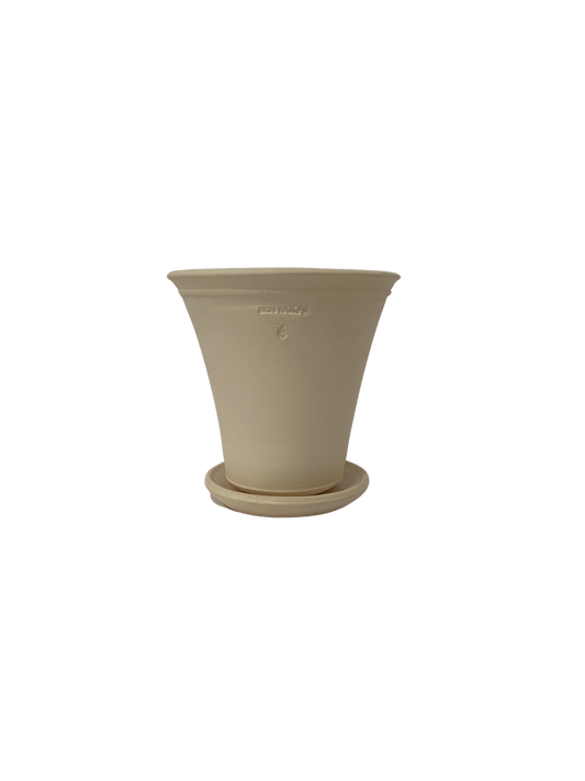 Slate Gray #6 Pot with Saucer - White Ben Wolff
