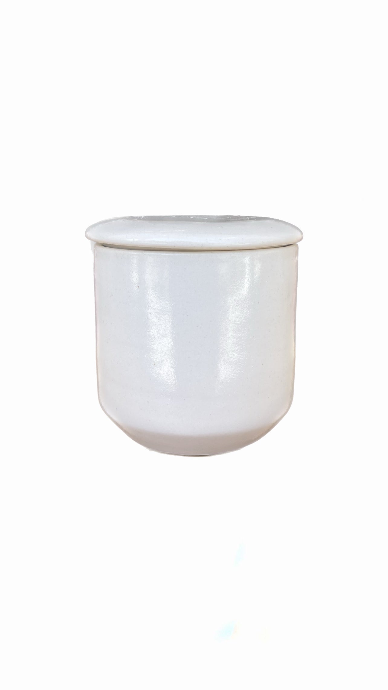 Claude Renaud Smooth White Container w/ Blue Interior and lid