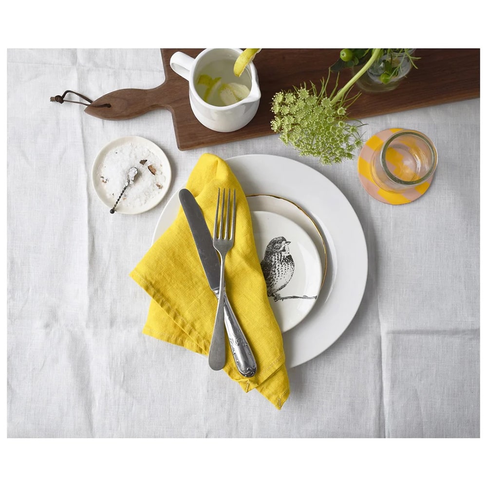 Light Gray Linen Napkins - Saffron (Set of 2) Celina Mancurti