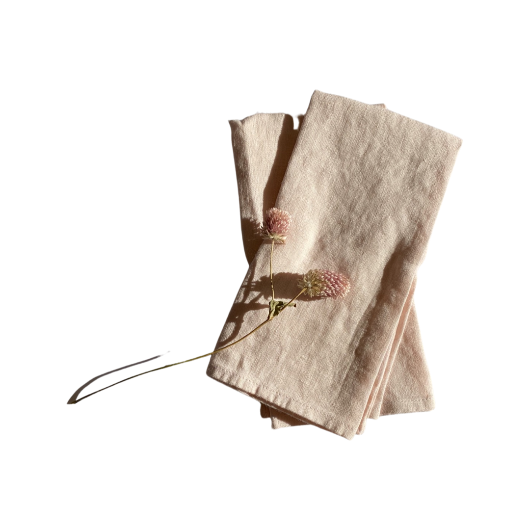 Tan Linen Napkins - Soft Pink (Set of 2) Celina Mancurti