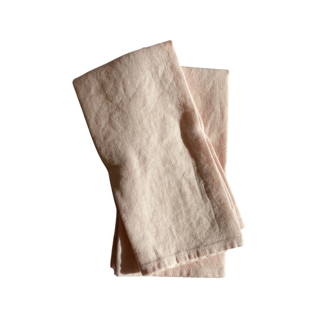 Dark Gray Linen Napkins - Soft Pink (Set of 2) Celina Mancurti