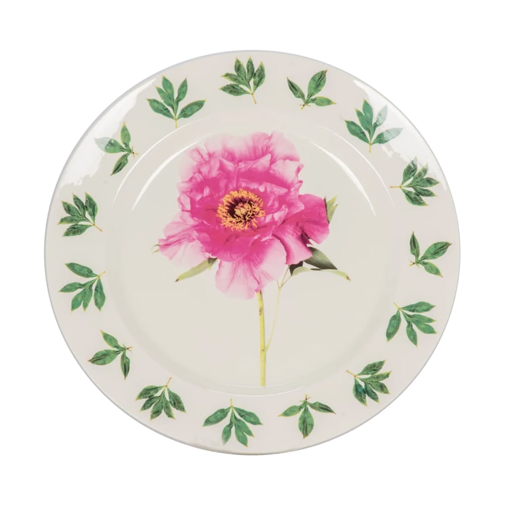 Light Gray Dinner Plate - Peony Christopher Spitzmiller
