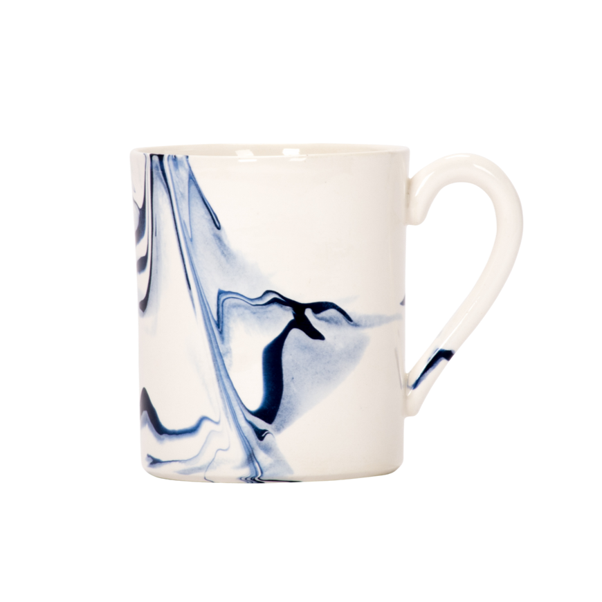 Antique White Coffee Mug - Marble in Delft Blue Christopher Spitzmiller
