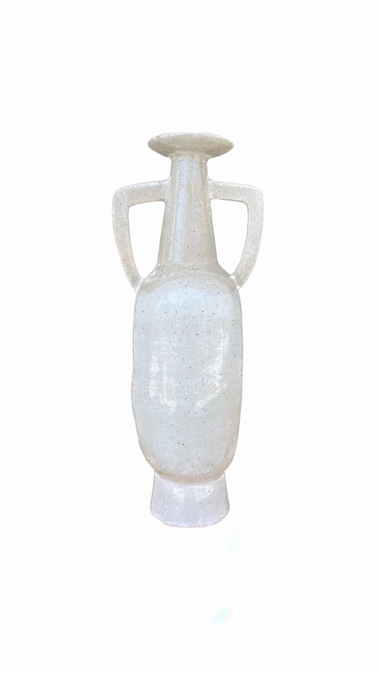 Claude Renaud Speckled White Vase with handle