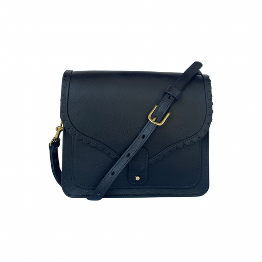 Dark Slate Gray Square Scallop Bag - Black Leather George Reeves