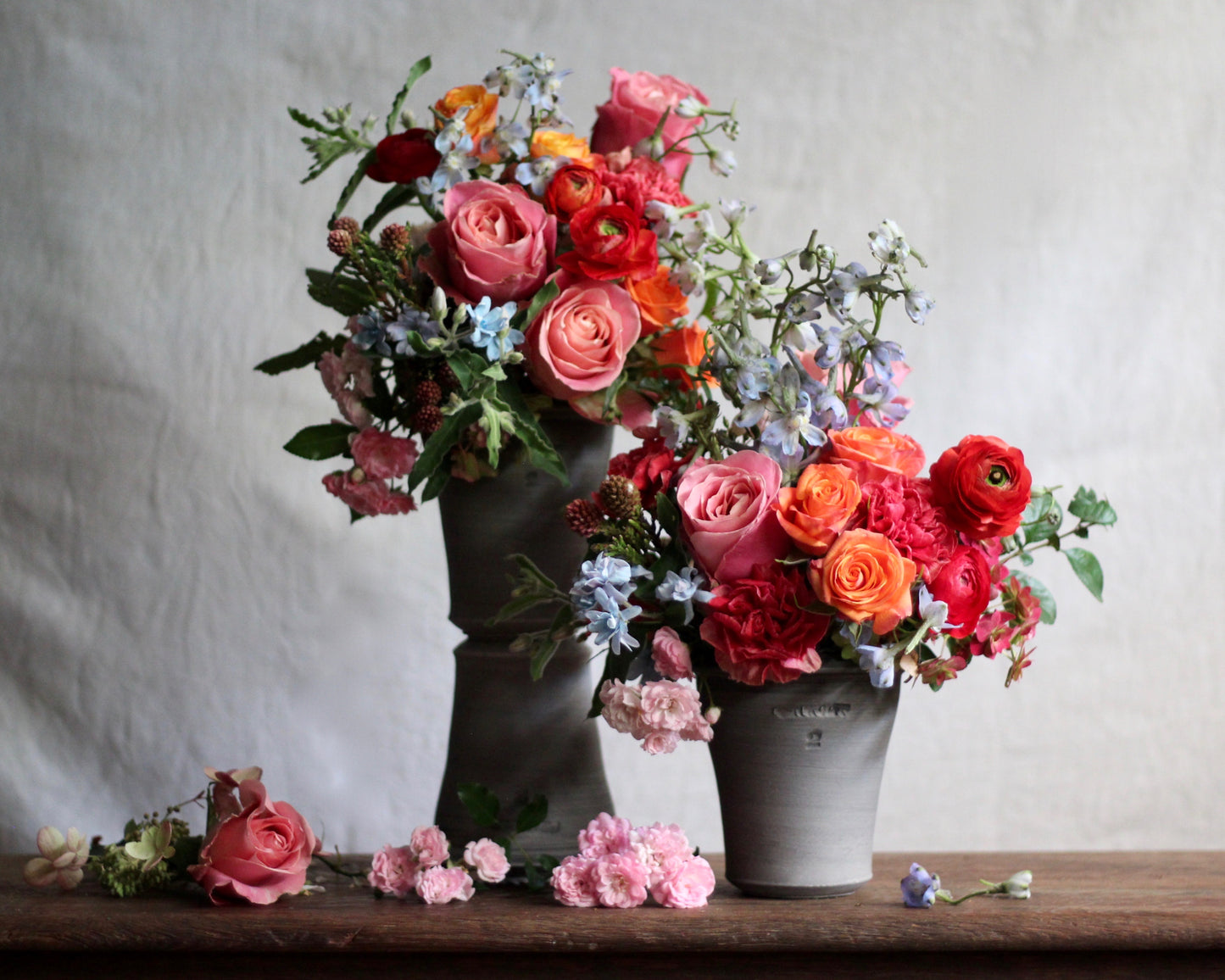 Gray #6 Pot with Tuscan Rim and Saucer - Grey Ben Wolff