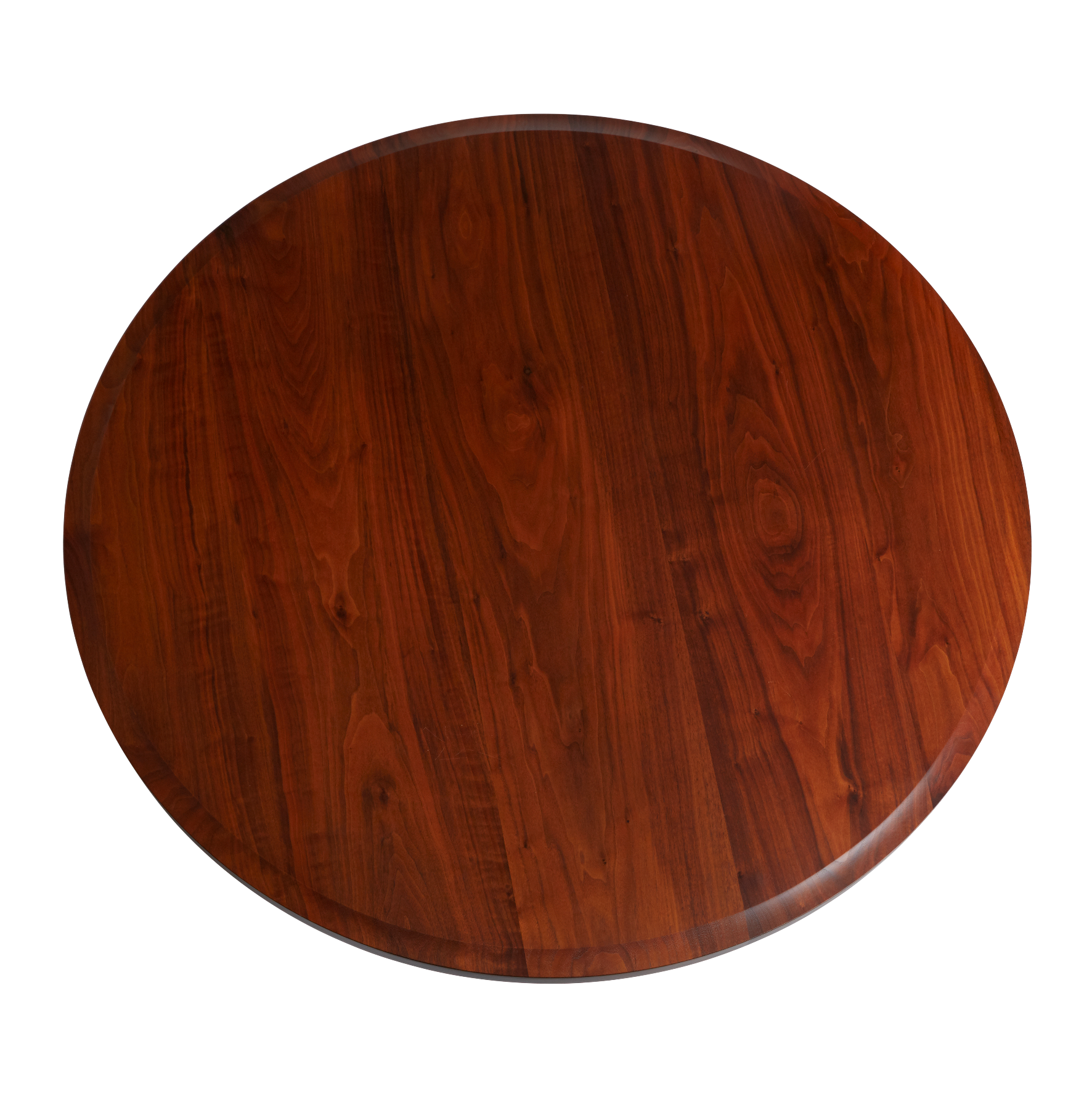 Dark Red Round Walnut Table James Schriber