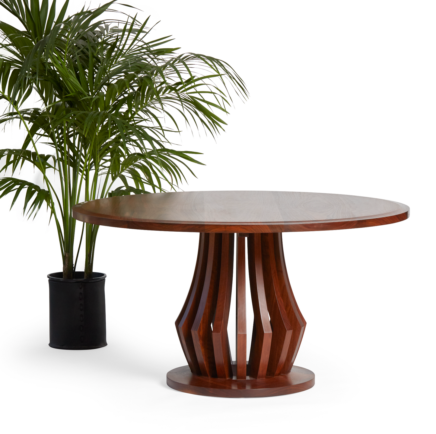 Dark Olive Green Round Walnut Table James Schriber