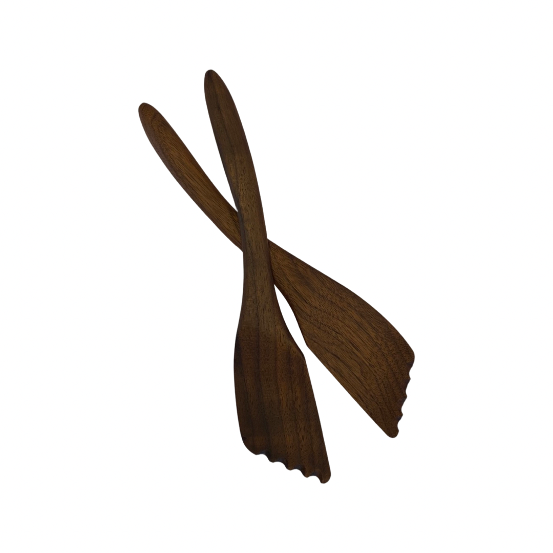 Dark Slate Gray Walnut Salad Servers (2) John Roccanova