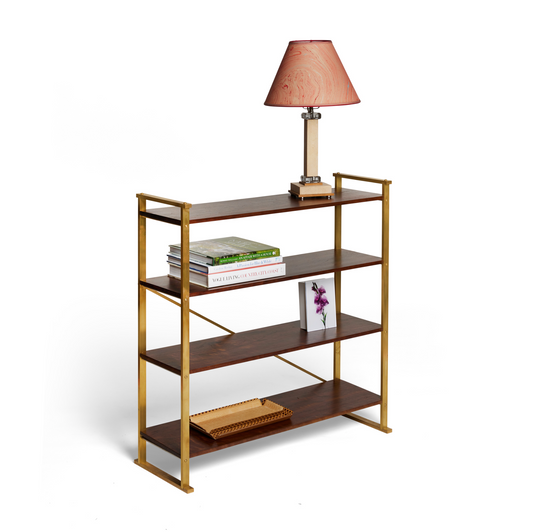 Light Gray Walnut & Brass Shelf Joseph Stannard