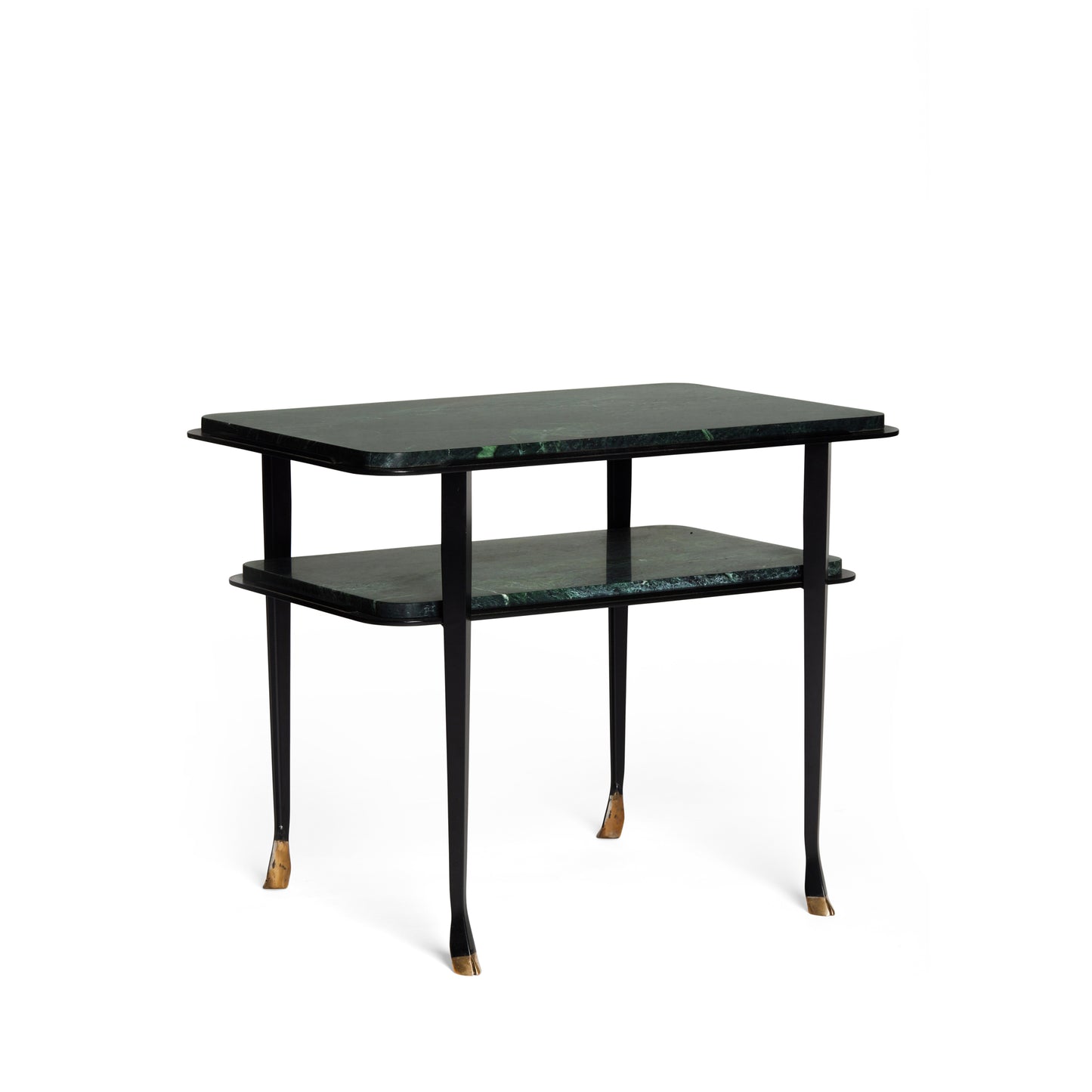 Dark Slate Gray Two Tier Green Marble Table with Brass Feet Joseph Stannard