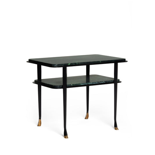 Dark Slate Gray Two Tier Green Marble Table with Brass Feet Joseph Stannard