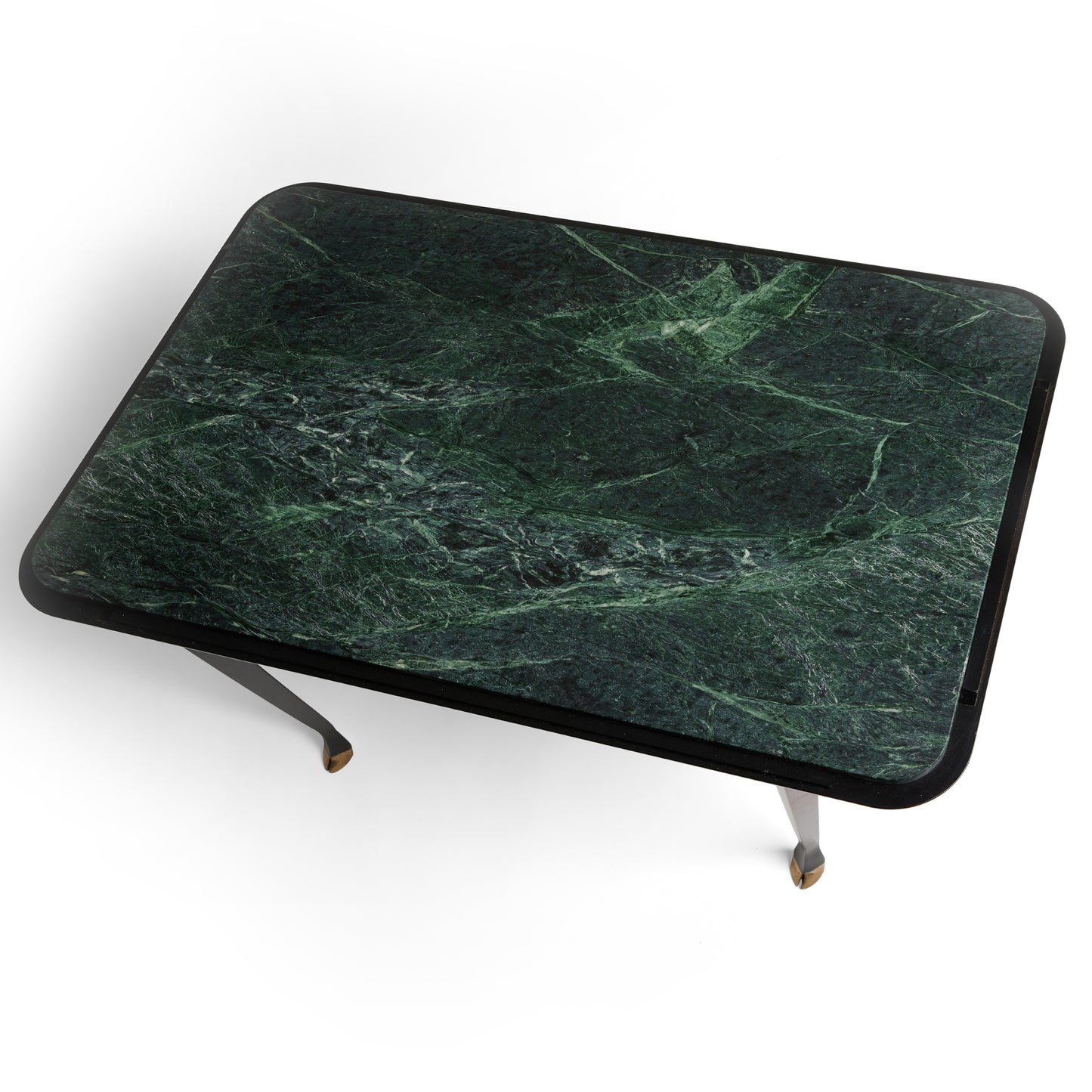 Lavender Two Tier Green Marble Table with Brass Feet Joseph Stannard