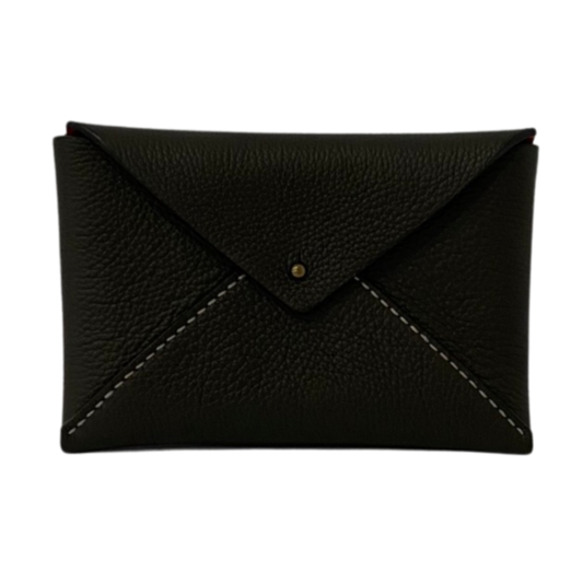 Black Envelope Clutch - Black Leitz Leather