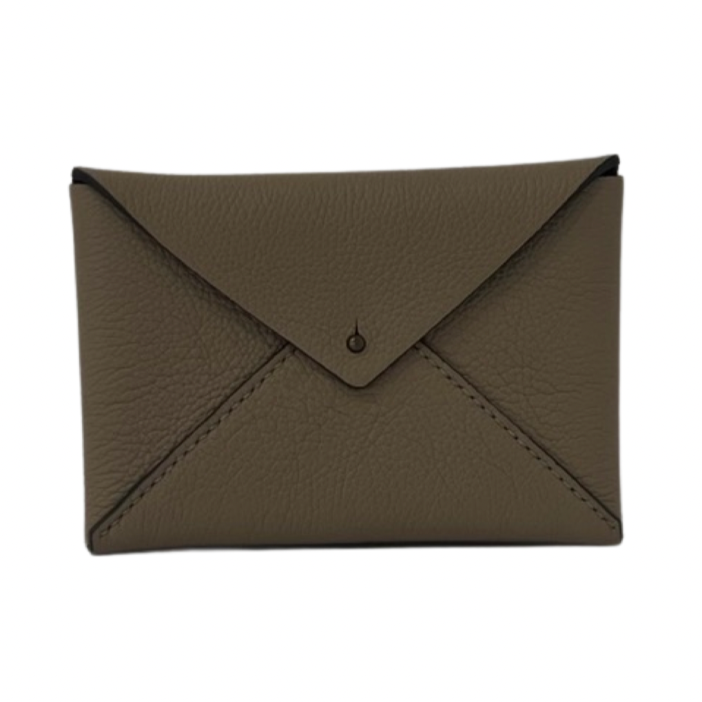Dark Olive Green Envelope Clutch - Grey Leitz Leather
