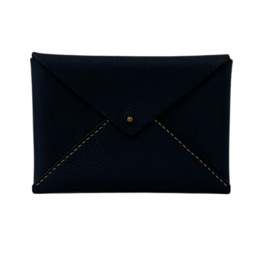 Black Envelope Clutch - Navy Leitz Leather
