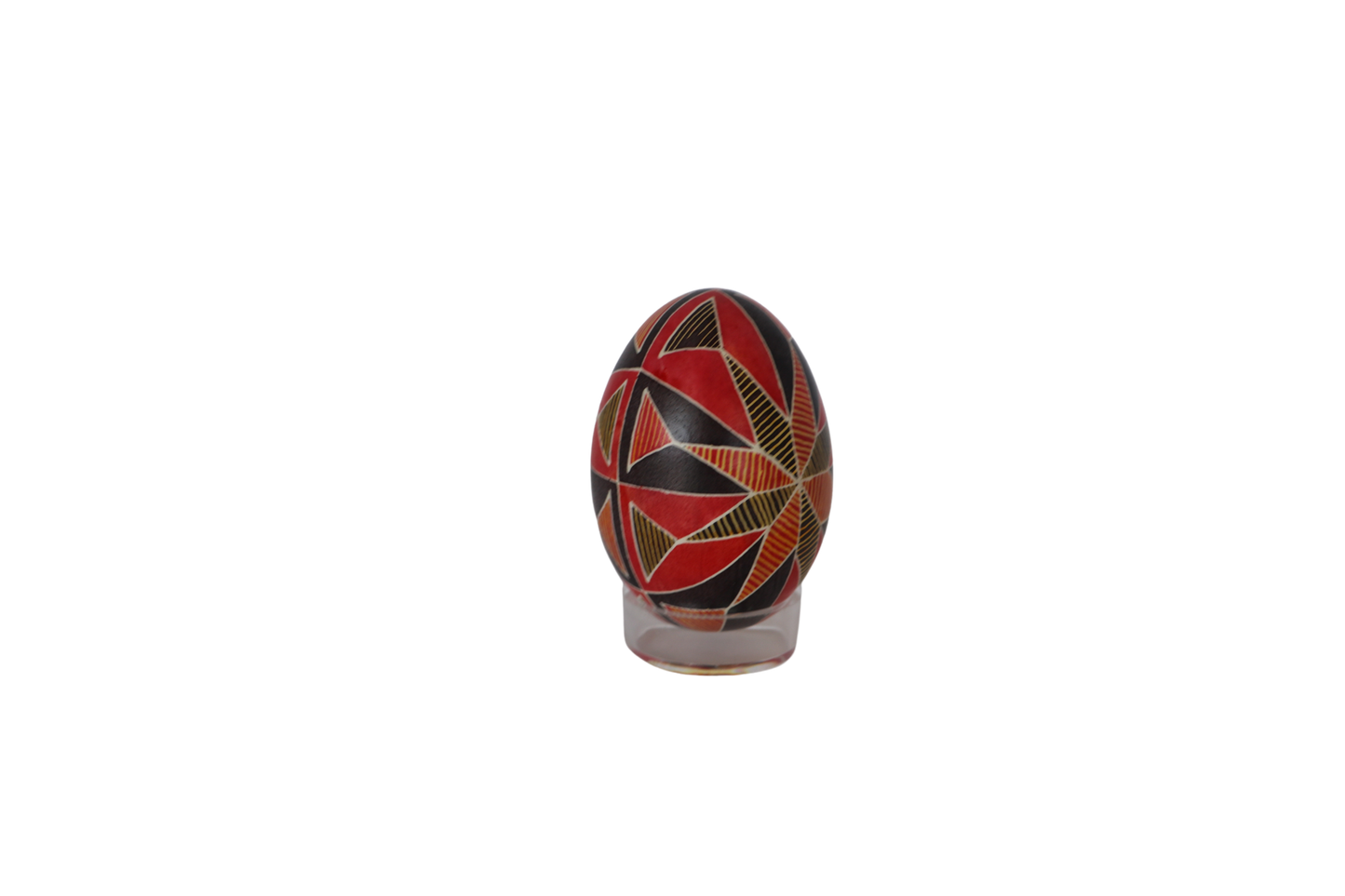 SCARLET AND EBONY STARBURST BLOWN GOOSE EGGSHELL