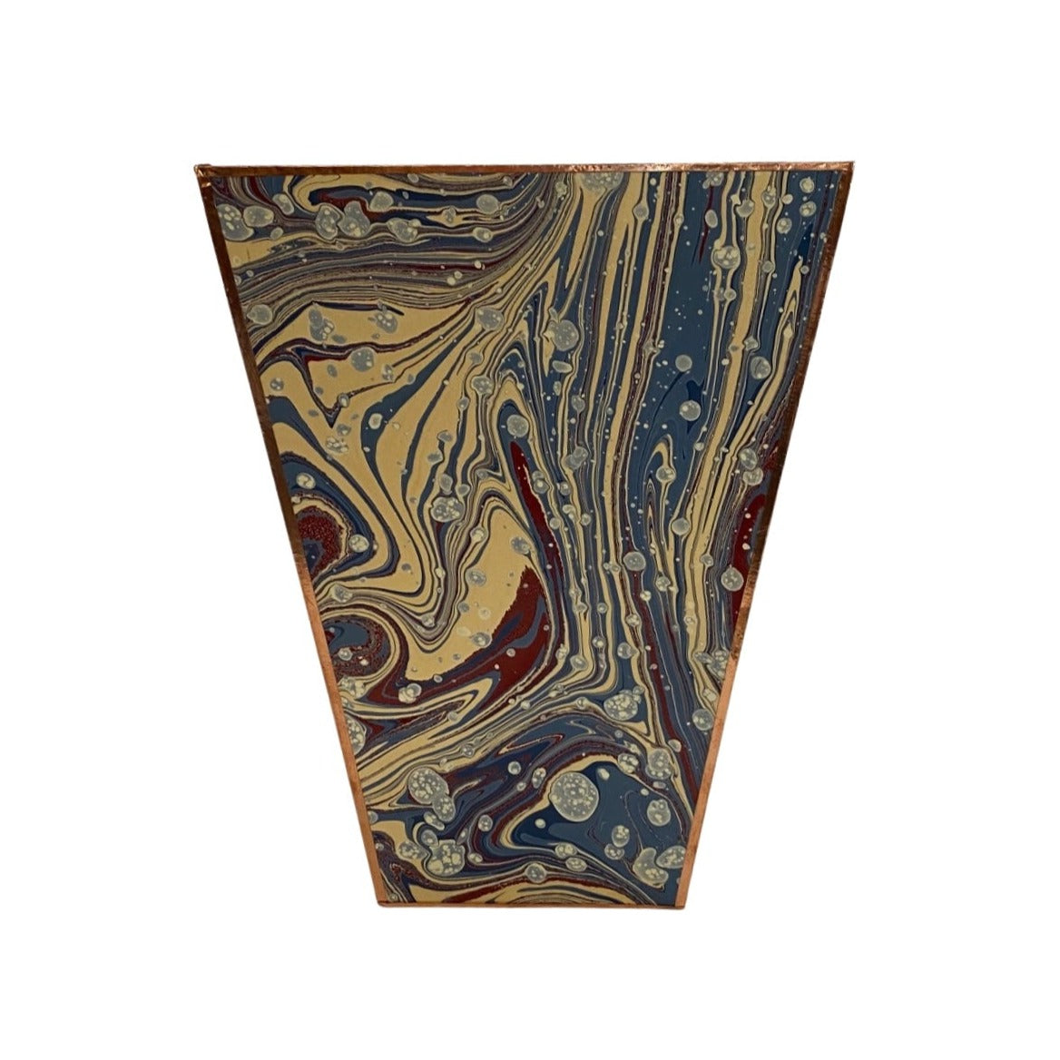 Dark Slate Gray Wastebasket - Marbleized Blue, Pale Yellow and Dark Red Shandell's