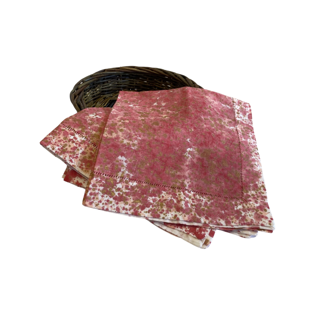 Sienna Dinner Napkins - Red & Gold Splatter (Set of 4) Shandell's