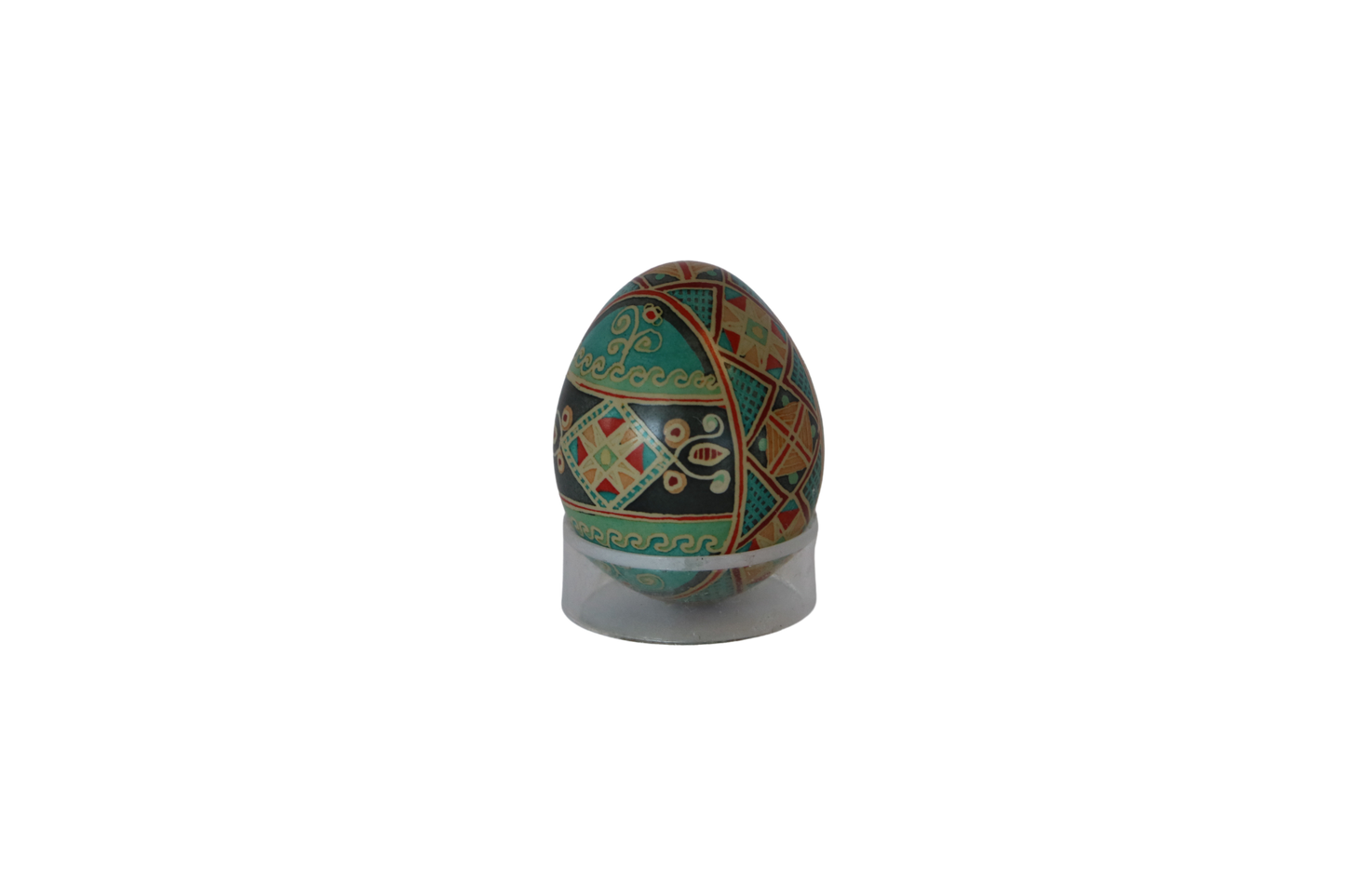 TURQUOISE WAVE W ETCHING BLOWN PHEASANT EGGSHELL