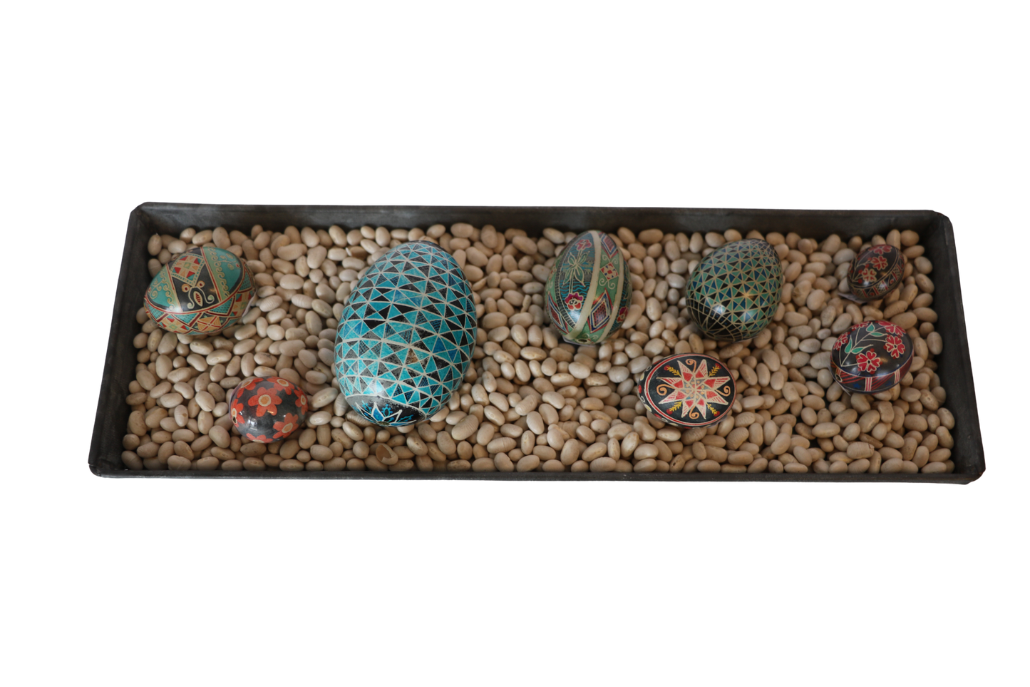 TURQUOISE WAVE W ETCHING BLOWN PHEASANT EGGSHELL