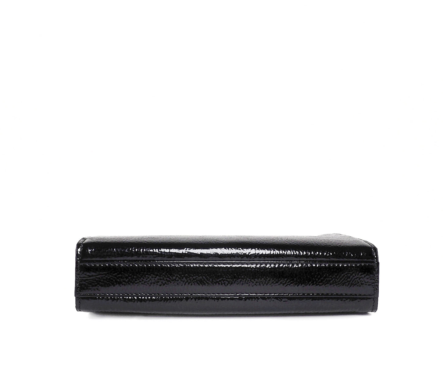 Dark Slate Gray Jeffy Clutch in Black Crinkle Patent Leather OM NYC