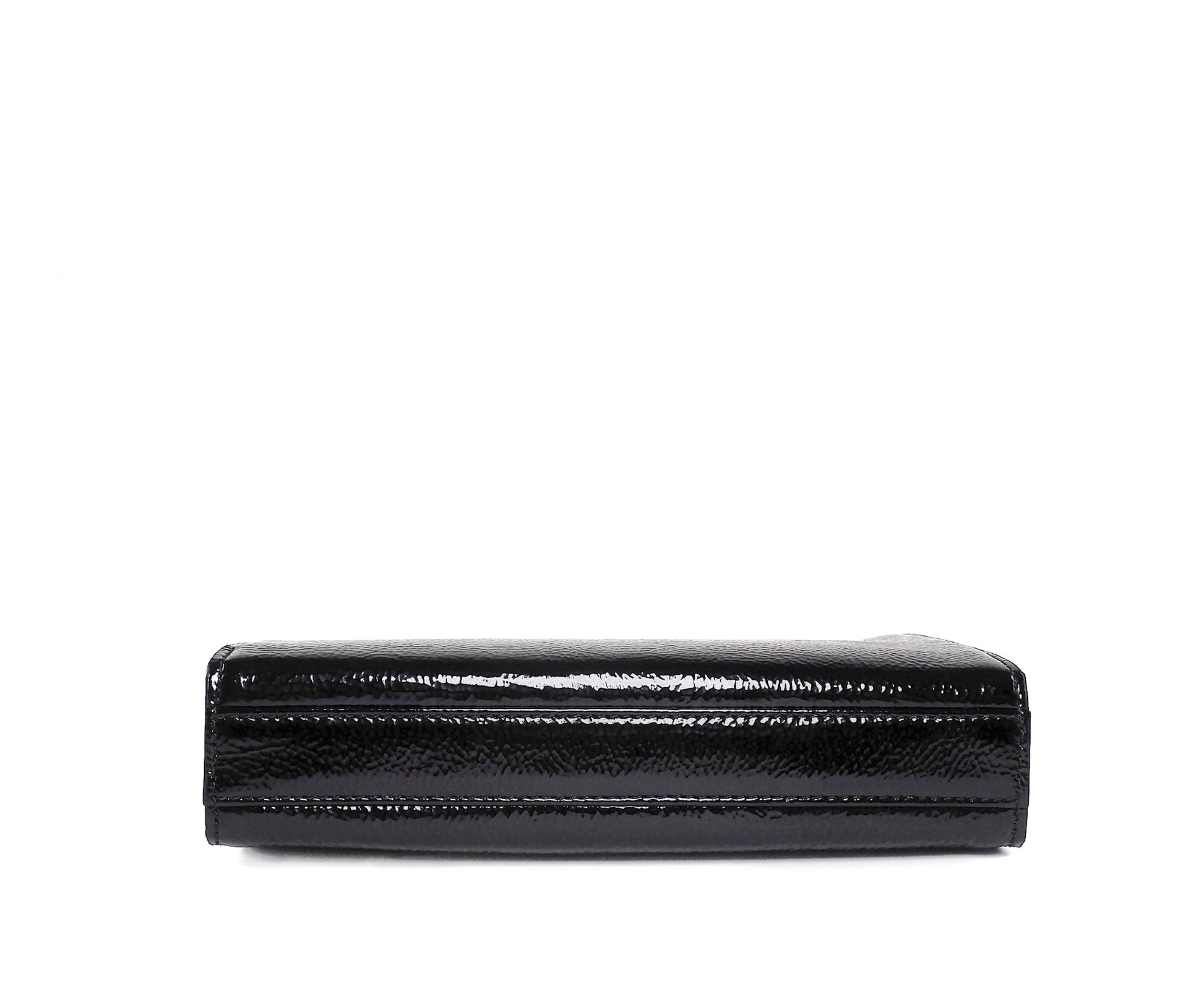 Dark Slate Gray Jeffy Clutch in Black Crinkle Patent Leather OM NYC