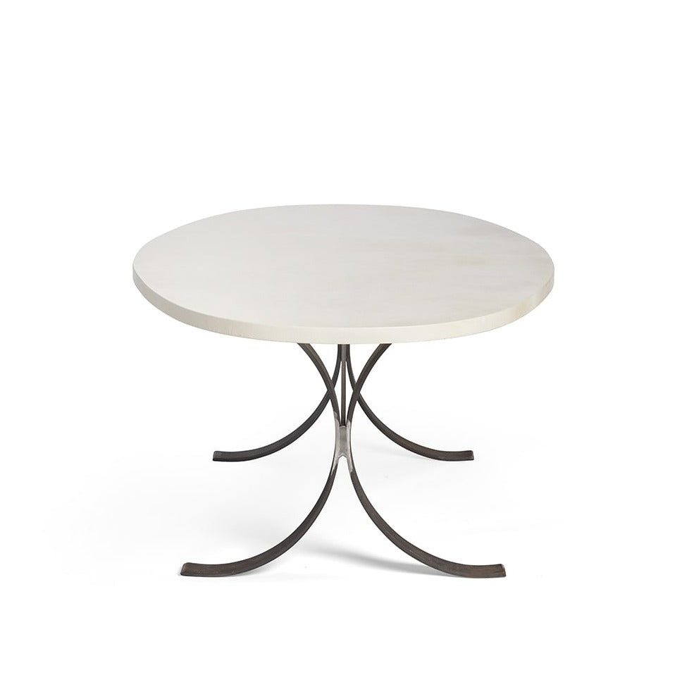 Light Gray Leather Top Table Steel Base York Street