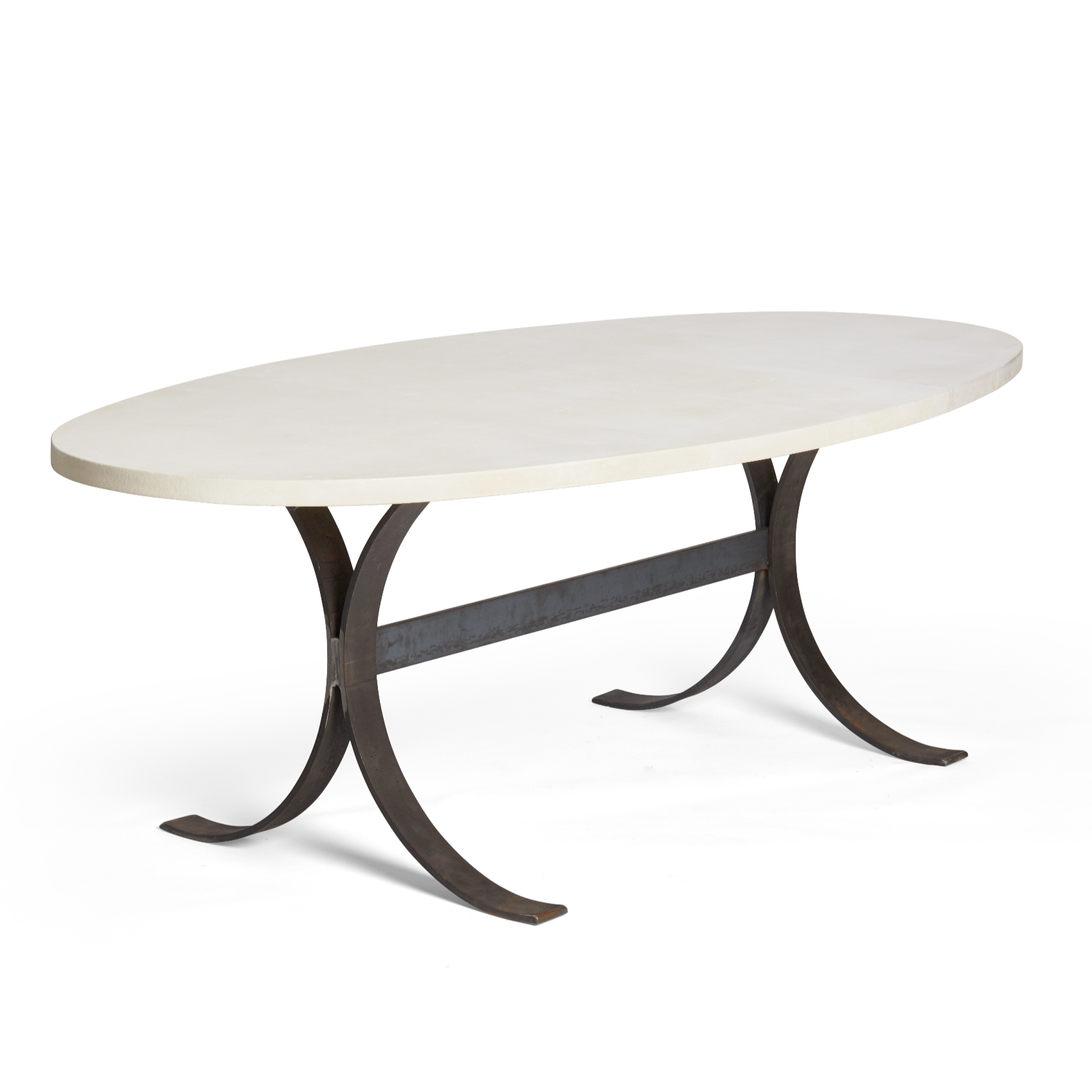 Beige Leather Top Table Steel Base York Street