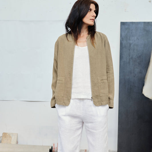 Khaki Linen Cherry Tree Jacket